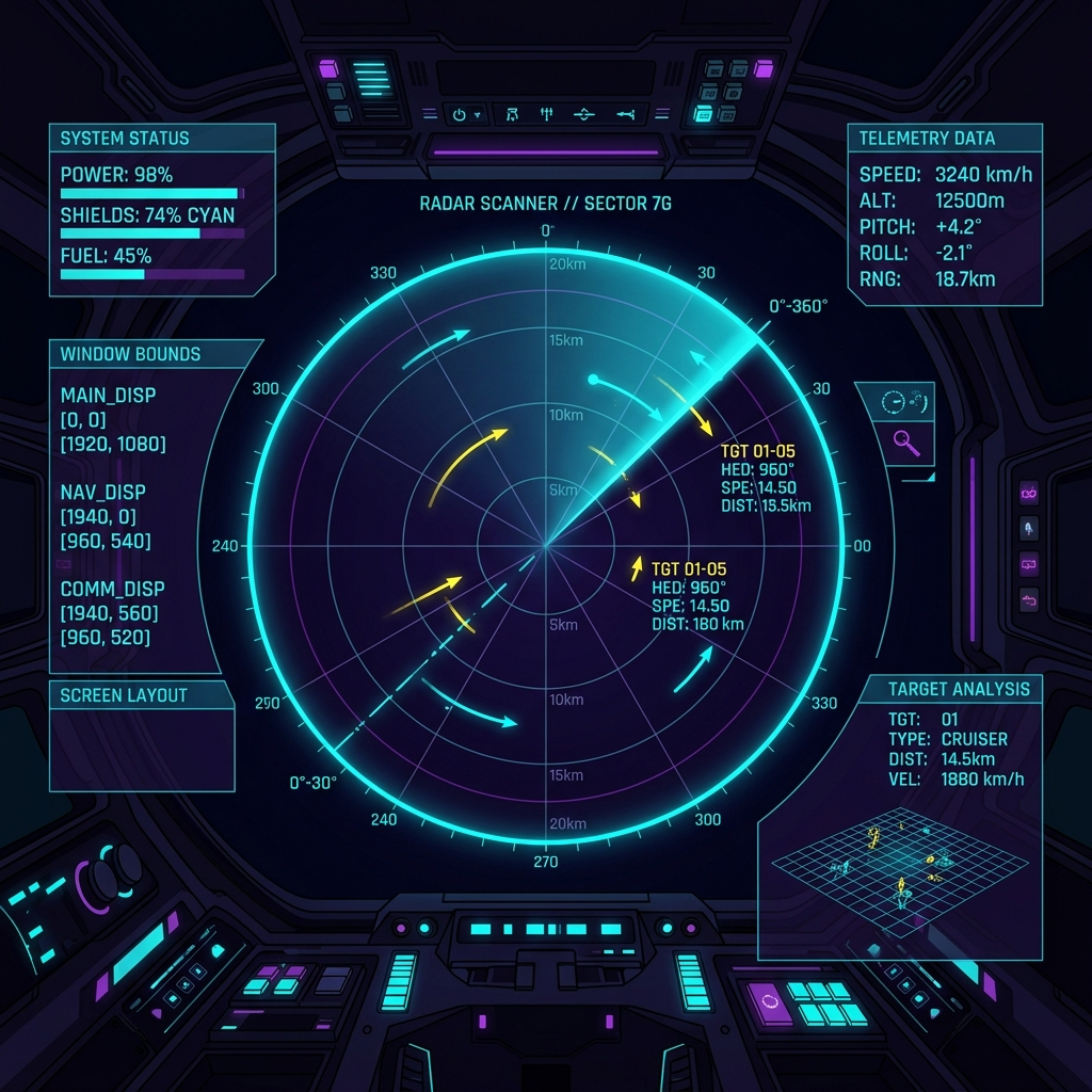DeskPilot HUD Telemetry Radar Design